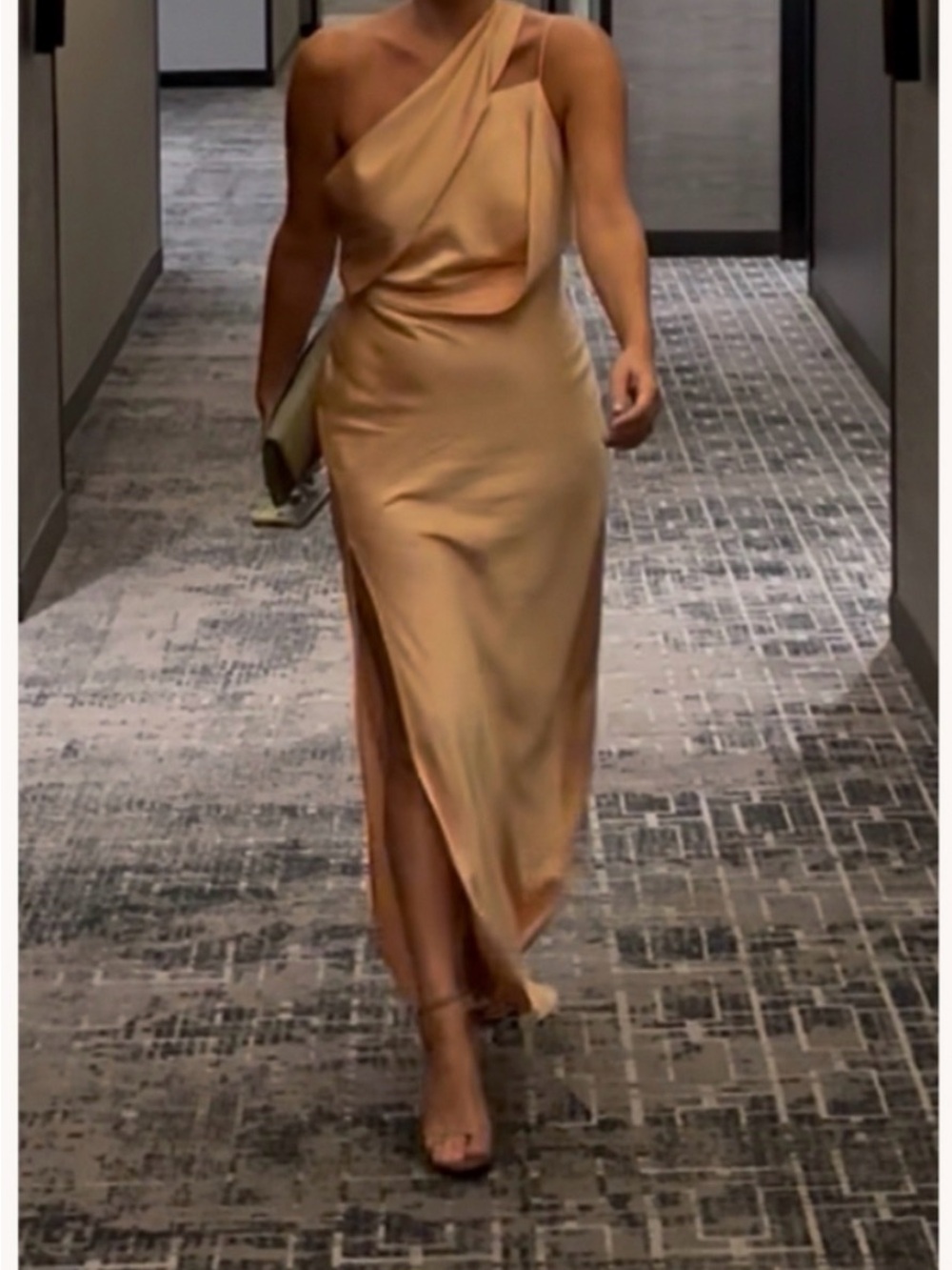 Significant Other Alessia Elegant Peach One-Shoulder Dress